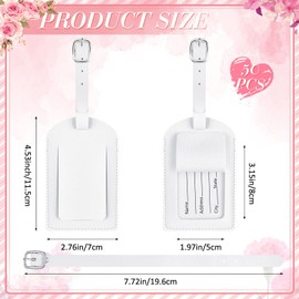 50 Pieces Bulk Luggage Tag Travel Bag Tags Leather Suitcase Tags Travel Bag Labels with Full Privacy Cover and Name ID Card for Luggage Suitcase Baggage Handbag School Bag (White)