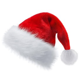 LYLIN Christmas Hat for Kids, Santa Hat, Xmas Party Hat Red, Unisex Velvet Classic Santa Hat for Xmas New Year Party Headwear