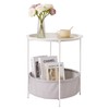 VECELO Round Side/End Table with Fabric Storage Basket，Metal Anti-Rust and