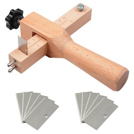 CJRSLRB Leather Craftool Strap Cutter with 10Pcs Blades, Adjustable Leather Strip Cutter, Wood Leather Cutting Tool for Belt Cutting
