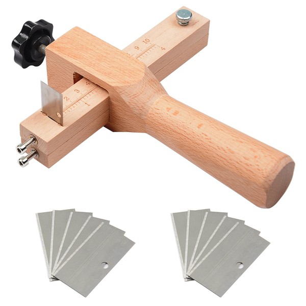 CJRSLRB Leather Craftool Strap Cutter with 10Pcs Blades, Adjustable Leather