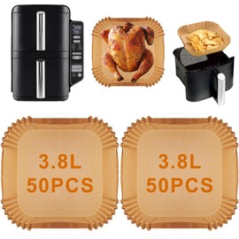 VIKKI Pack of 100 Airfryer Baking Paper for Hot Air Fryer Ninja SL300EU, Hot Air Fryer Accessories for Ninja 7.6L Double Stack Air Fryer SL300EU, Airfryer Accessories for Ninja Sl300eu