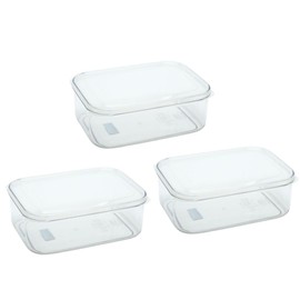 Lustroware Airtight Food Storage Container Set of 3, Micro Clear BPA Free Shatterproof Canister with Lid, Dishwasher Microwave Safe, Fridge Pantry Refrigerator Organizer, Made in Japan (2.3 qt, 74 oz)