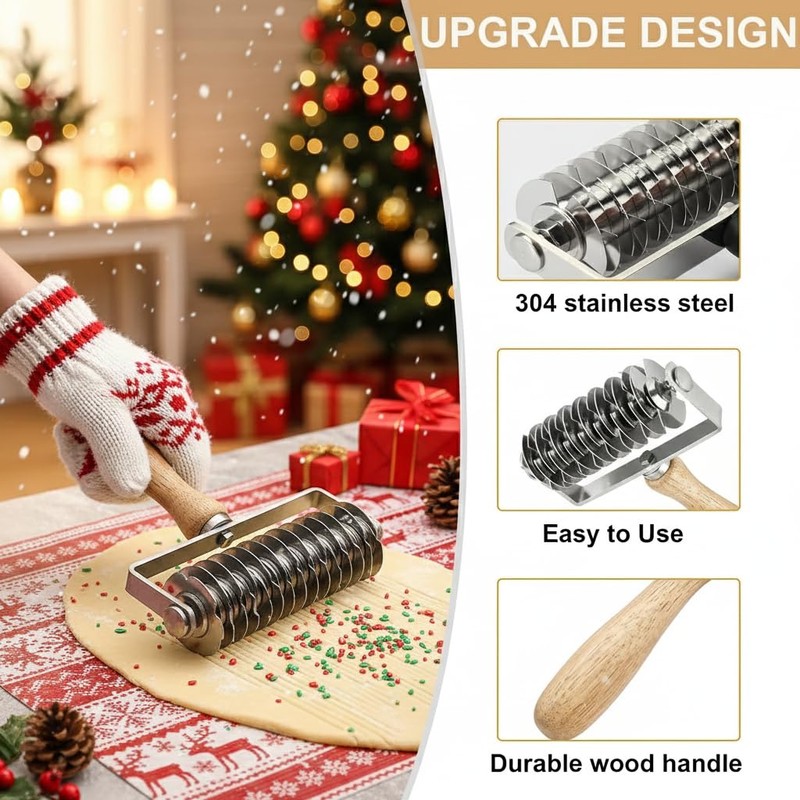 EVEDMOT Lattice Cutter Dough Lattice Roller, Stainless Steel Roller Cutter