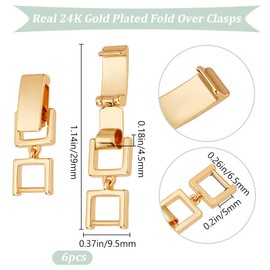Beebeecraft 1 Box 6Pcs Bracelet Fold Over Clasps 29mm Real 24K Gold Plated Brass Foldover Clasp Extender Jewelry Extension Fold Over Clasp for Jewelry Making Bracelet Necklace Supplies DIY Crafts