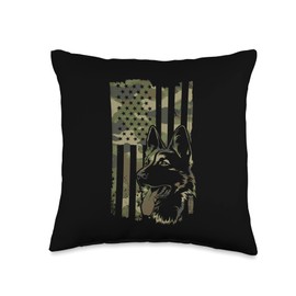 German Shepherd Dog - Dog Lover Shepherd USA Flag 4th July Throw Pillow