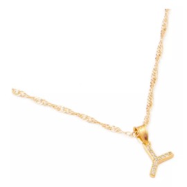Ametrinaa Dije Inicial / Letra Y Mini Con Zirconia Chapa De Oro 18k Color Dorado