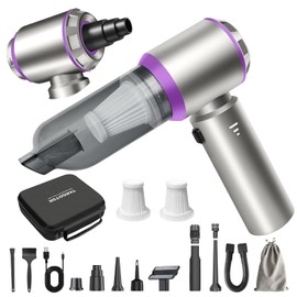 TANGOTOK 80,000RPM Cordless Car Vacuum & Air Duster 4-in-1 High Power 20000PA Handheld Blower/Pump with Brushless Motor, LED Power Display, 3 Speed for Home/Camping/Pet Hair (Purple)