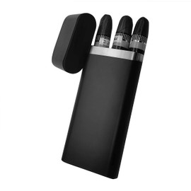 MAAYKOM Three finger cigar box, portable stainless steel tube holder, cigar tube storage accessories, pocket cigar holder, men's gift (black)