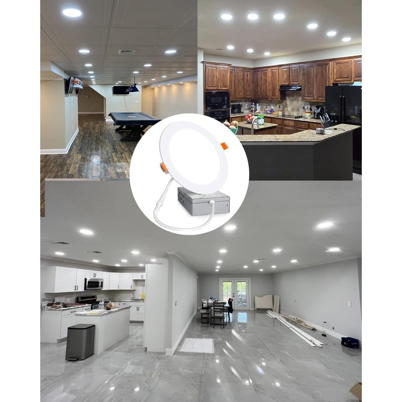 Aophatop 12 Pack 6 Inch 6000K Daylight Ultra-Thin LED Recessed