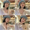Weuiean NZH-610 Denim Beret Women's Button Decorated Hat, Adjustable Size,