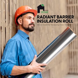 EconoHome Radiant Barrier Insulation Roll - Metal with Metal Barrier for Reducing Heat Transfer - Reflective Insulation for House, Garage, Attic, Roof, Ceiling, Commercial Building - 200 Sqft
