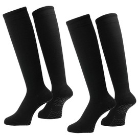 Backspot VA-6400 BLK Golf Compression Socks, 2 Pairs Set, Anti-Slip, Antibacterial, Deodorizing, Golf Practice Socks, Men's, Women's, 9.1 - 9.8 inches (23 - 25 cm)