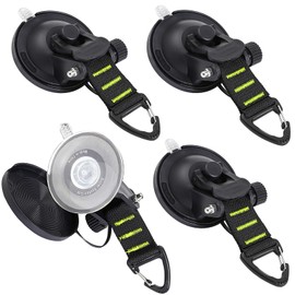 CONBOLA CONBOLA Suction Cups Hooks Heavy Duty Outdoor Car Camping Essentials 4 Pieces Upgraded Tie Down Suction Cup,Camper Accessories Strong Power for RV Boat Window Glass Camping Trap.(4 pcs,Green)