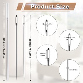 2 Pcs Professional Upholstery Needles 12" Long Needle Tapestry Needle Leather Needles for Hand Stitching Large Sewing Needle for Repairing and Crafting Projects