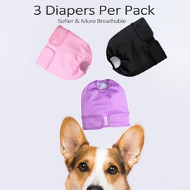 ACDOK Dog Diapers Female Puppy Diapers, Highly Absorbent Dog Heat Panties Reusable, Durable Dog Sanitary Panties for Girls Medium, Upgrade Extra Large Female Doggie Diapers (Large)