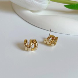 Chunky Gold Earrings for Women Gold Hoop Earrings Thick Teardrop Earrings Gold Statement Earrings Geometric Jewelry Gifts for Girls