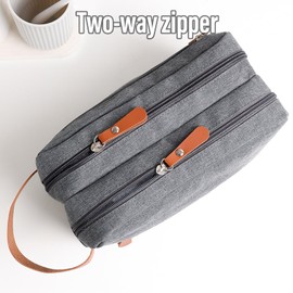 Sahunfri Toiletry Bags, Wash Bag, Shower Bag, Mens Toiletry Bags, Ideal for Travel. Spacious Storage with Multiple Zippers, 300d Durable Fabric (Gray)