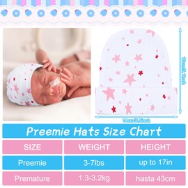 Newcotte 6 Pcs Preemie Baby Hats Cotton Preemie Caps Warm Preemie Beanie Baby Premature Hospital Hat for Preemie Boy Girl (Pink Color,Striped and Heart Style)