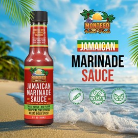 Montego Island Foods Jamaican Marinade Sauce – Bold Island Flavor with All-Natural Ingredients: Tamarind, Mango, Plump Juicy Raisins, Scotch Bonnet Peppers & Island Spices – 5oz Small-Batch Sauce for Grilling, Dipping & Drizzling