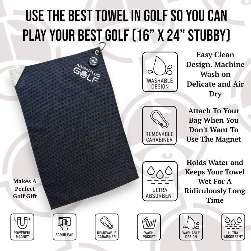 Multi-Function Magnetic Golf Towel with Wash Pocket, Magna-Anchor Technology, Waffle