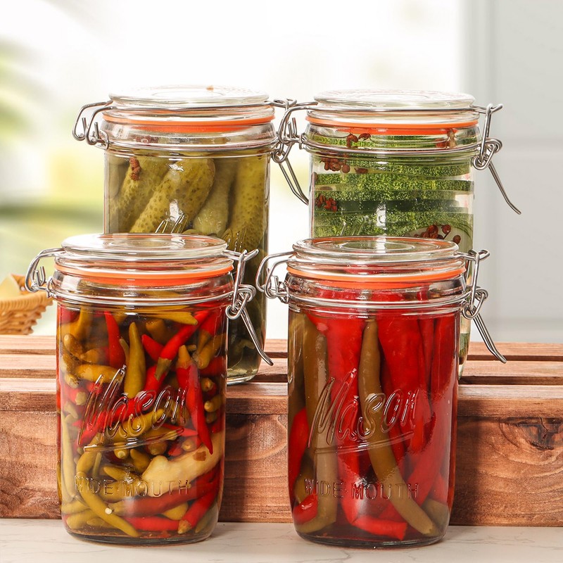 Jeitae 24oz Wide Mouth Mason Jars – 4 Pack Glass