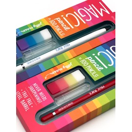 SNIFTY Magic Pencil - Compressed graphite tip equals 100 pencils - white barrel + matching chunky eraser