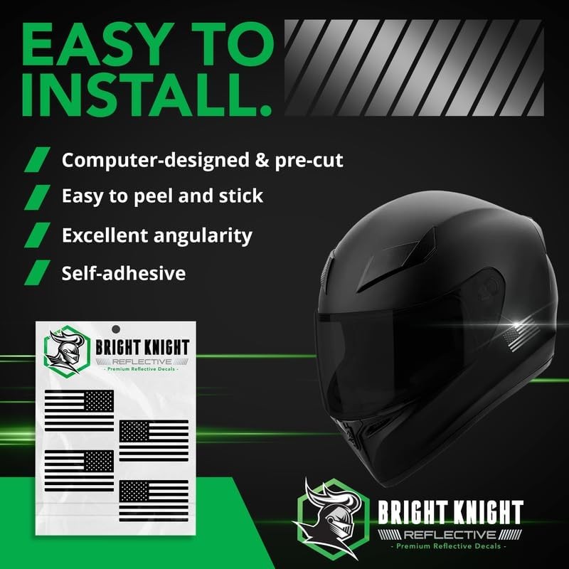 Bright Knight Reflective Flag Sticker, 2" x 1" Black American