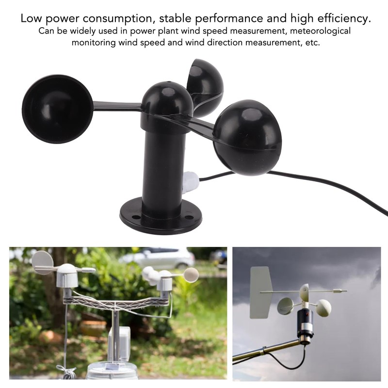 Qcwwy 3-Cup Wind Sensor ABS Wind Speed Detector with 8M