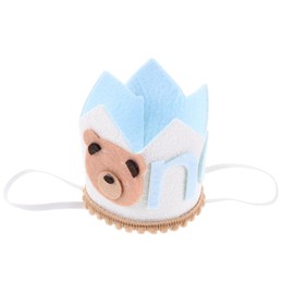 ULTECHNOVO Cute Bear Birthday Crown Headband Birthday Party Hat Comfortable Non Woven for Decorations and Memorable Photo Moments