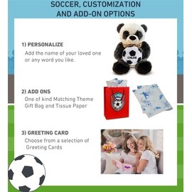 DolliBu Sitting Panda Stuffed Animal with Soccer Ball Plush - Soft Huggable Panda, Adorable Playtime Panda Plush Toy, Cute Wildlife Gift for Kids and Adults - 9 Inches