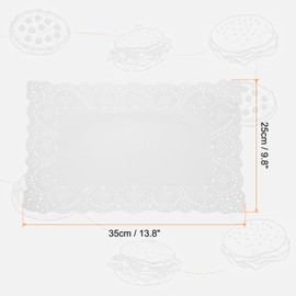 sourcing map 150pcs Lace Paper Doilies 13.8 x 9.8 Inch White Rectangle Disposable Decorative Paper Placemats Hollow Flower Absorbing Papers for Cakes Desserts Food Decoration Wedding Birthday