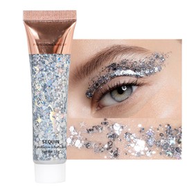 Body Glitter Gel, Face Glitter Sequins Chunky Glitter Gel, Mermaid Sequins Liquid Holographic Glitter Gel for Body, Cheeks and Hair, Sparkling Festival Party Lotion Beauty Makeup, Nail Art DIY (07#)