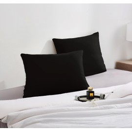 Arianaut Black Pillow Cases Set of 2 Brushed Microfiber Soft Cooling King Size Pillow Cases Set of 2 Light Weight Hypoallergenic Pillow Cases with Envelope Closure 20x30 Inches Black