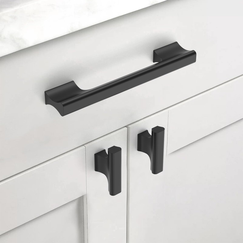 Asidrama 10 Pack 5 Inch(128mm) Matte Black Kitchen Cabinet Handles,