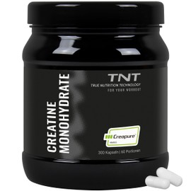 TNT True Nutrition Technology TNT Creatine Monohydrate Capsules (300 Capsules) - Pure Creapure? - High-Dose Vegan Creatine Capsules - Creatine Monohydrate Without Additives? Made in Germany