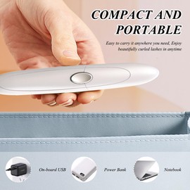 Kighdel Heated Eyelash Curler,Electric Eyelash Curler,USB Charging Heated Lash Curler,Portable Electric Eyelash Curler Heated,3-Speed Temperature Adjustment,with Brush,Women's Beauty Tools (White)