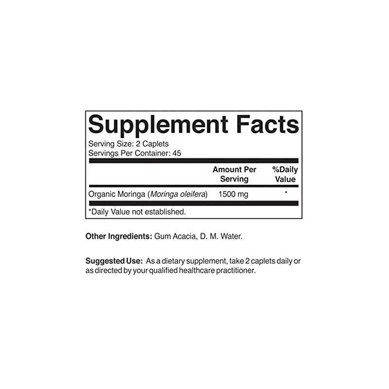 Organic Moringa 1500mg, 45 Servings, Vegetarian, Gluten Free, 90 Vegetarian