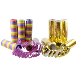 kiddyparty Streamers, Pack of 10 Premium Quality Paper Streamers, Pack of 5 Gold/White Metallic, 5 Colourful & Flame Retardant. For Decoration, Birthday, Parties, Carnival, Wedding and New Year's Eve
