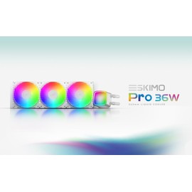 Geometric Future Eskimo Pro - 360mm AIO CPU Liquid Water Cooler- RGB PWM Squama 2501W Fan x 3- Fit Intel® LGA 1700, AMD®AM5 - White- (GEO-EP-36W)