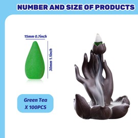 Waltool 100Pcs Wormwood Backflow Incense Cones Bulk, Long Lasting Waterfall Sandalwood Fragrant Cone, Natural Handwork Scents for Aromatherapy Meditation & Yoga