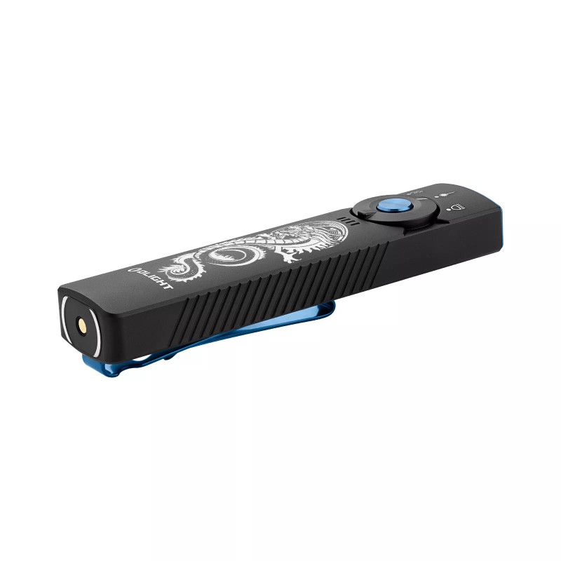 Olight Arkfeld Pro Dragon CW Flat Flashlight, LED Light/UV/Green Beam,