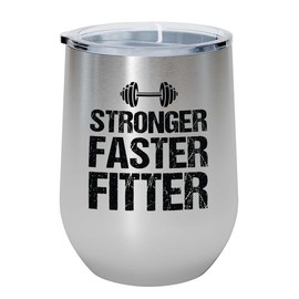 Personal Trainer Silver Edition Wine Tumbler 12oz - Stronger Faster Fitter - Fitness Instructor Workout Coach Exercise Lover Cardio Lover Gym Coach
