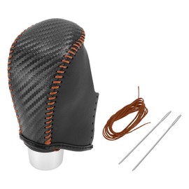 HOPESPANNER Gear Shift Knob Cover for Nissan Rogue 2017-2020 Anti-Slip Black Carbon Fiber Brown Stick Shifting Handle Protector Faux Leather 1 Pc