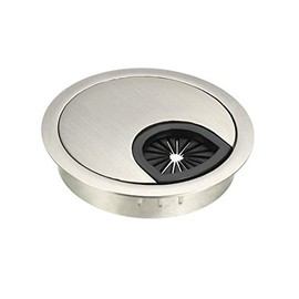 uxcell Cable Hole Cover, 2.4Inch/60mm Zinc Alloy Desk Wire Cord Cable Grommets Hole Cover for Office PC Desk Cable Cord Organizer, Wire Drawing Silver