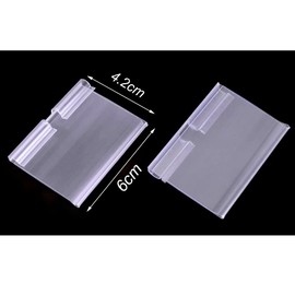 Zasvec Label Holder Pack of 50 PVC Transparent Name Tags 6 x 4.2 cm Price Tags Labels Plastic Price Tag Holder Name Tags Price Labels for Supermarket Shop Shelf Label Holder