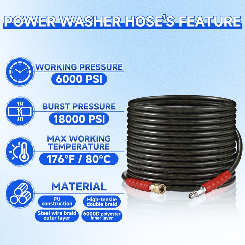 RIDGE WASHER Pressure Washer Hose 50 Feet X 3/8 Inch