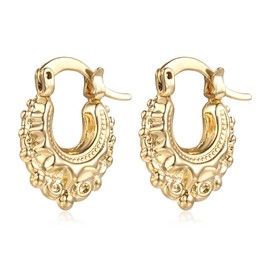 14K Baby Gold-Plated Gypsy Creole Earrings, 15mm Lightweight & Durable, Elegant Everyday Jewellery for Women