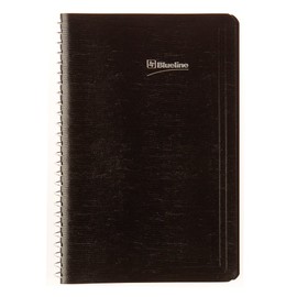 Blueline Perpetual Planner Spiral Binding with Flexible Lizard-Like Cover 396 Pages Bilingual 8-Inchx5-Inch A6236.81BT, Black