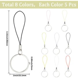 GORGECRAFT 40Pcs 8 Colors Split Key Chain Rings with Lanyards Rope Nylon Hand Wrist Lanyards String Cell Phone Charms Short Key Ring Loop for USB Flash Drives Cellphone Keys Keychains 3.2x1 inch